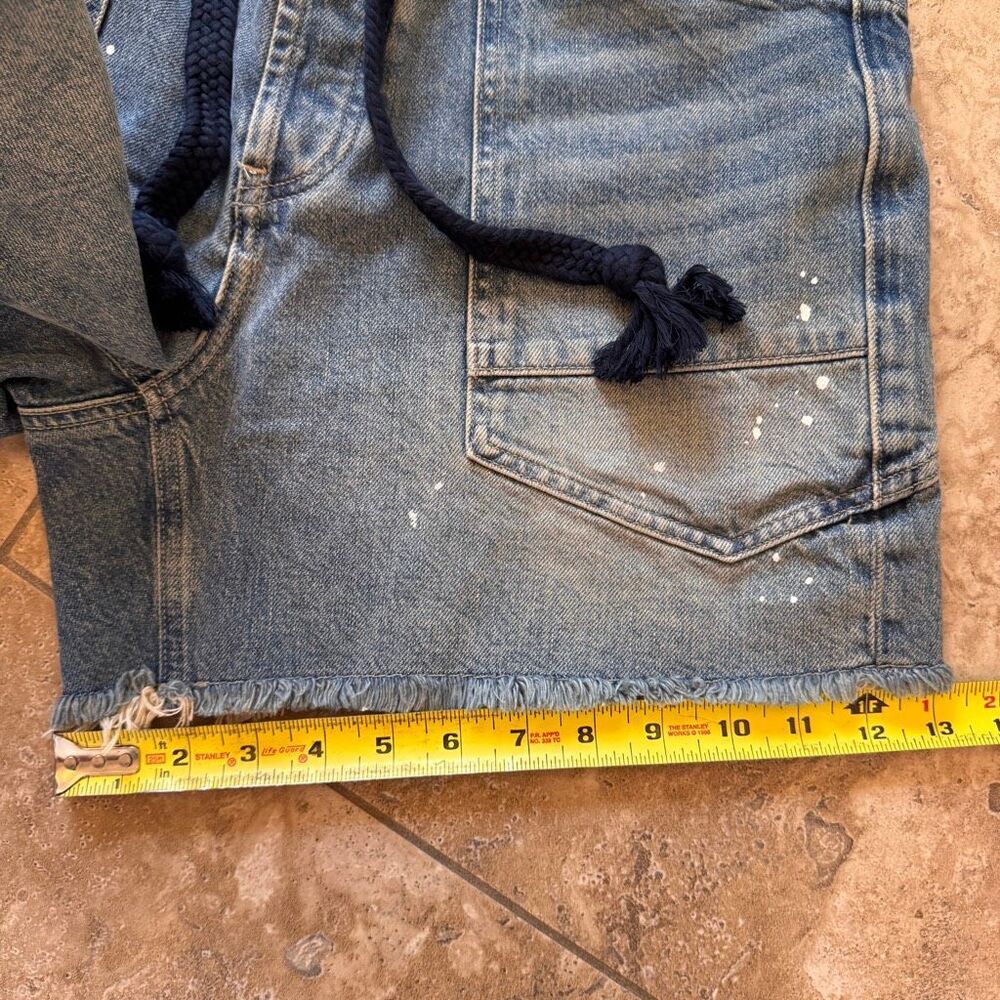 Free People Moxie Barrel Shorts We The Free Rope Tie Slouchy Blue Denim 27 NEW - Picture 14 of 14